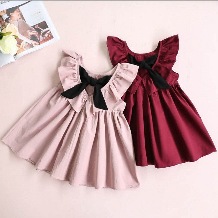 Elegant Baby Girls' Bow Pleated Halter Princess Dress – Adorable Charm
