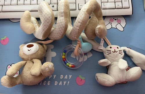 Adorable Rabbit & Bear Baby Rattle Toys - Soft Plush Crib & Stroller H