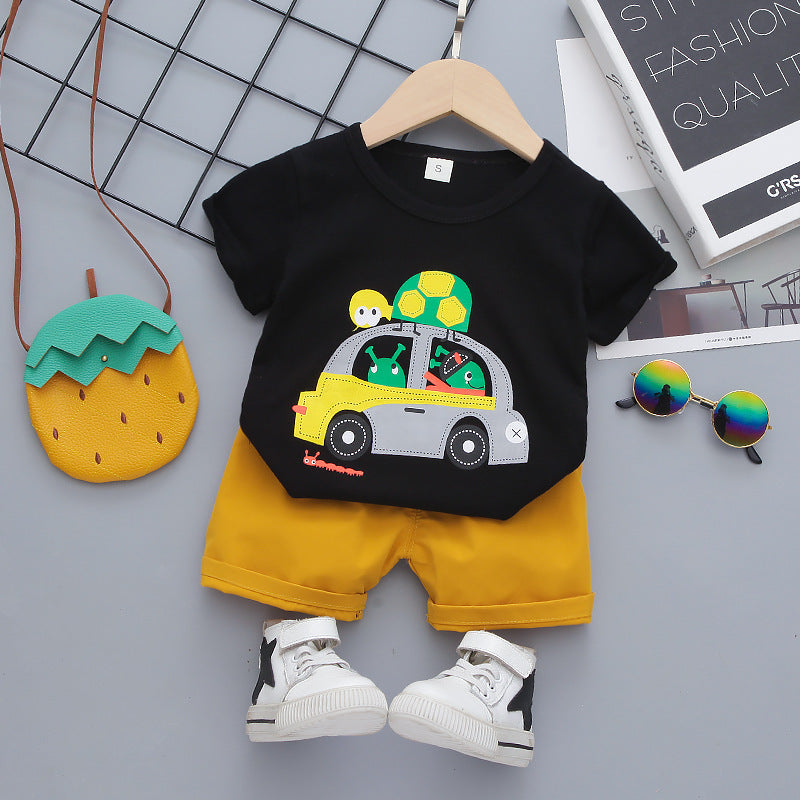Trendy Kids’ Cartoon Outfit – Stylish & Comfy Summer Set!  Boys Kids C