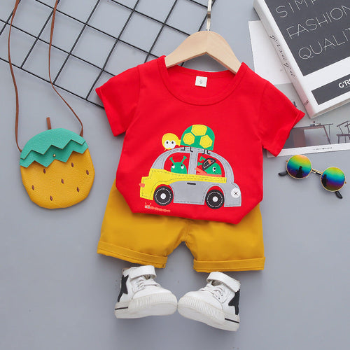 Trendy Kids’ Cartoon Outfit – Stylish & Comfy Summer Set!  Boys Kids C