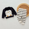 Cute and Versatile Two-Piece Set: Round Neck Fleece Top and Pants for